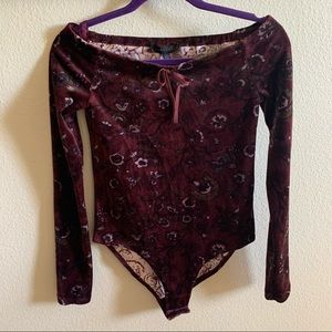 Sanctuary Velvet Burgundy Bodysuit